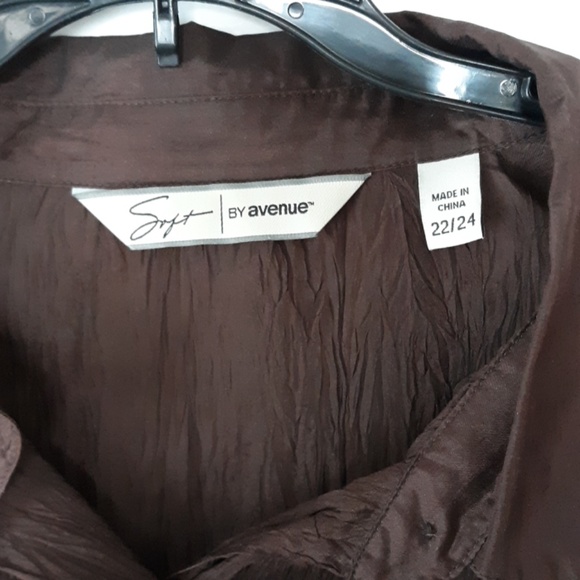Avenue Soft Brown Crinkle Blouse - Picture 4 of 5